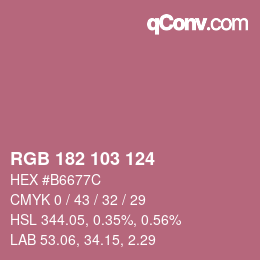 Color code: RGB 182 103 124 | qconv.com