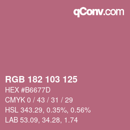 Color code: RGB 182 103 125 | qconv.com