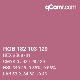 Color code: RGB 182 103 129 | qconv.com