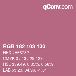 Color code: RGB 182 103 130 | qconv.com