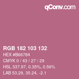 Color code: RGB 182 103 132 | qconv.com