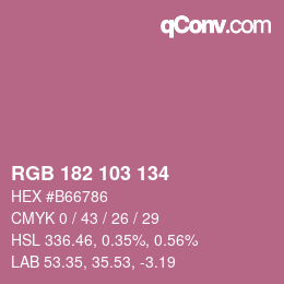 Color code: RGB 182 103 134 | qconv.com