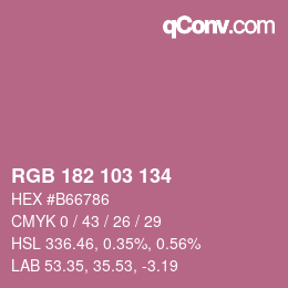 カラーコード: RGB 182 103 134 | qconv.com