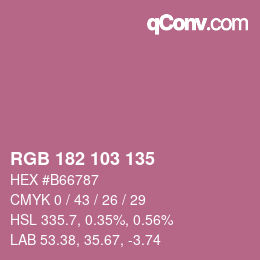 カラーコード: RGB 182 103 135 | qconv.com