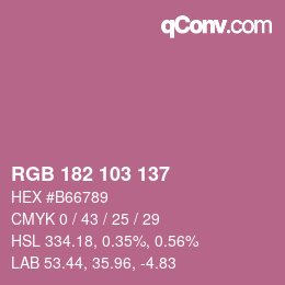 Color code: RGB 182 103 137 | qconv.com