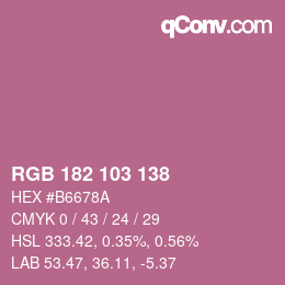 カラーコード: RGB 182 103 138 | qconv.com