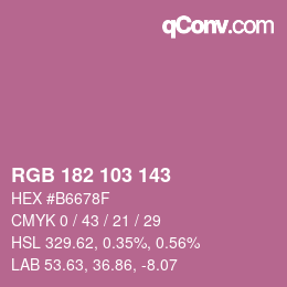カラーコード: RGB 182 103 143 | qconv.com