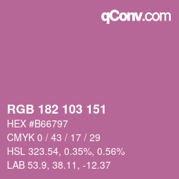 Color code: RGB 182 103 151 | qconv.com