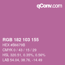 Color code: RGB 182 103 155 | qconv.com