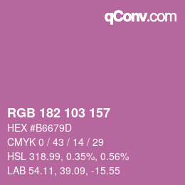 Color code: RGB 182 103 157 | qconv.com