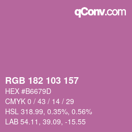 Color code: RGB 182 103 157 | qconv.com