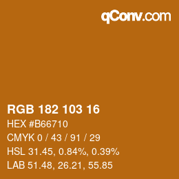 Color code: RGB 182 103 16 | qconv.com