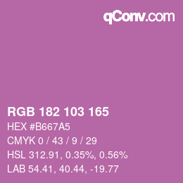 Color code: RGB 182 103 165 | qconv.com