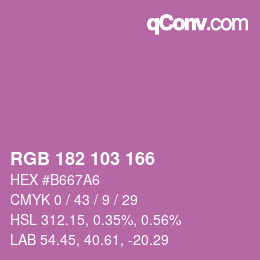 Color code: RGB 182 103 166 | qconv.com