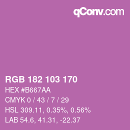 Color code: RGB 182 103 170 | qconv.com