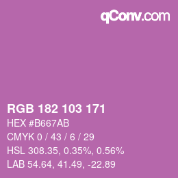 Color code: RGB 182 103 171 | qconv.com