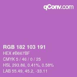 カラーコード: RGB 182 103 191 | qconv.com