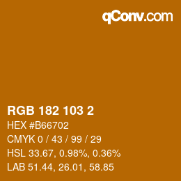颜色代码: RGB 182 103 2 | qconv.com