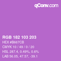 Color code: RGB 182 103 203 | qconv.com
