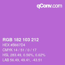 カラーコード: RGB 182 103 212 | qconv.com
