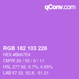 Color code: RGB 182 103 228 | qconv.com