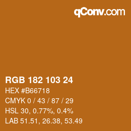 カラーコード: RGB 182 103 24 | qconv.com