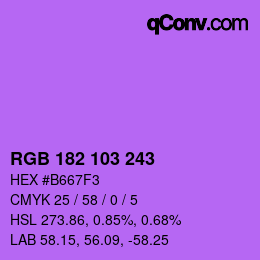 Color code: RGB 182 103 243 | qconv.com