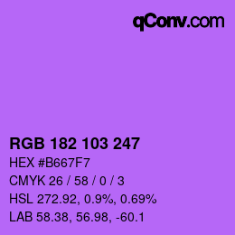 カラーコード: RGB 182 103 247 | qconv.com