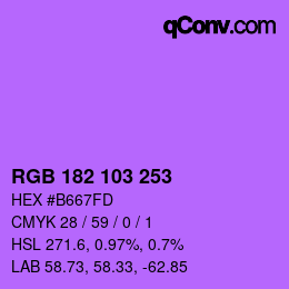 Color code: RGB 182 103 253 | qconv.com