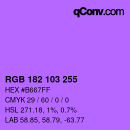 カラーコード: RGB 182 103 255 | qconv.com