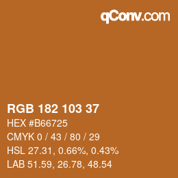 Color code: RGB 182 103 37 | qconv.com