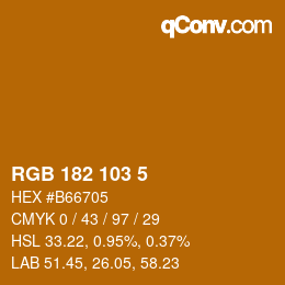 Color code: RGB 182 103 5 | qconv.com