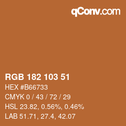 Color code: RGB 182 103 51 | qconv.com
