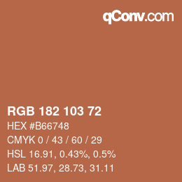 カラーコード: RGB 182 103 72 | qconv.com