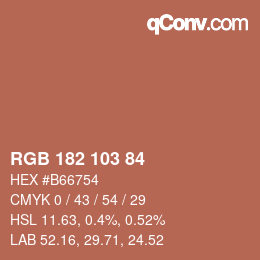 Color code: RGB 182 103 84 | qconv.com