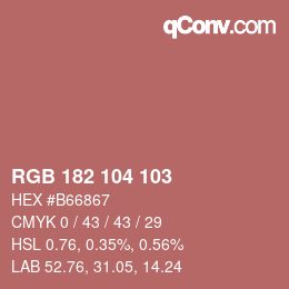 Color code: RGB 182 104 103 | qconv.com