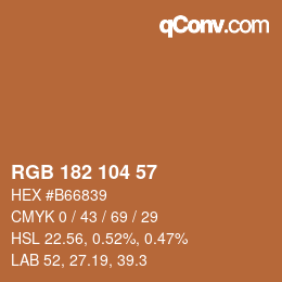 Color code: RGB 182 104 57 | qconv.com