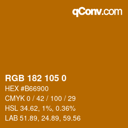 カラーコード: RGB 182 105 0 | qconv.com