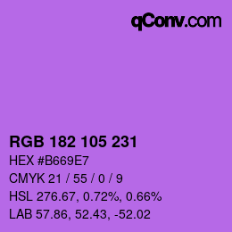 カラーコード: RGB 182 105 231 | qconv.com
