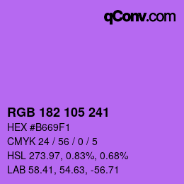 Color code: RGB 182 105 241 | qconv.com