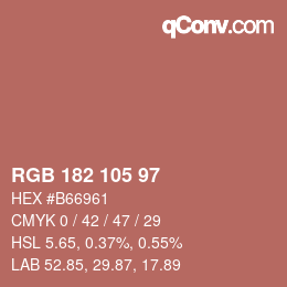 Color code: RGB 182 105 97 | qconv.com