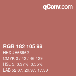 Color code: RGB 182 105 98 | qconv.com