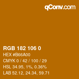 Color code: RGB 182 106 0 | qconv.com