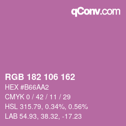 Color code: RGB 182 106 162 | qconv.com