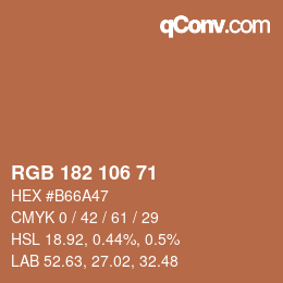 Color code: RGB 182 106 71 | qconv.com