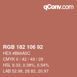 カラーコード: RGB 182 106 92 | qconv.com