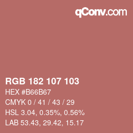颜色代码: RGB 182 107 103 | qconv.com