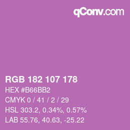 カラーコード: RGB 182 107 178 | qconv.com