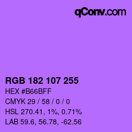 Color code: RGB 182 107 255 | qconv.com