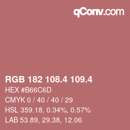 カラーコード: RGB 182 108.4 109.4 | qconv.com